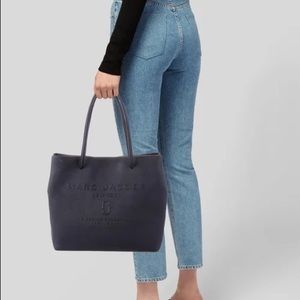 Marc Jacobs Navy Leather Logo Tote